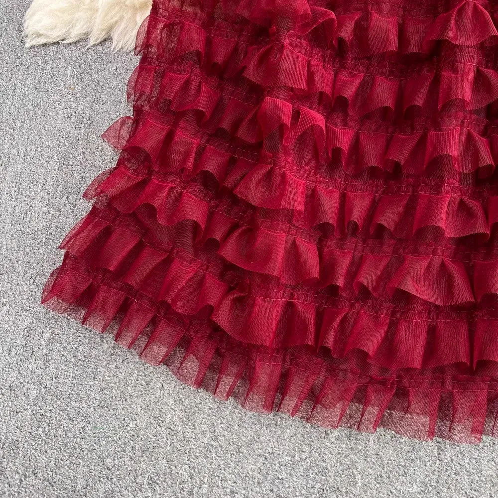 A-line cake dress elegant dress long skirt     S4329