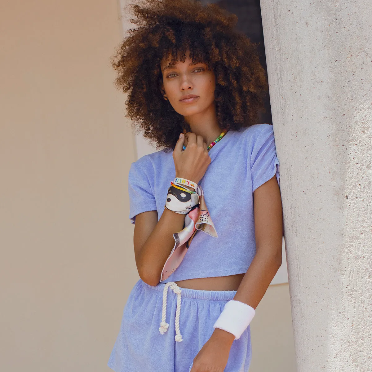 Blue Terry Crop Top