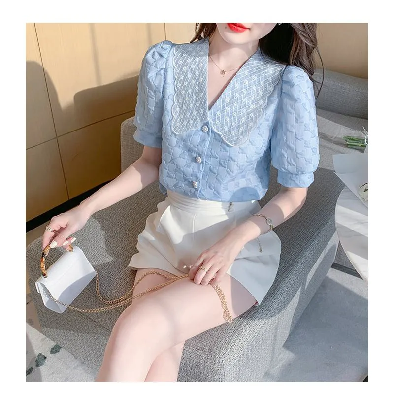Chiffon Bubble Sleeve Blouse