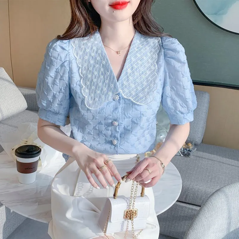 Chiffon Bubble Sleeve Blouse