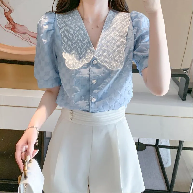 Chiffon Bubble Sleeve Blouse