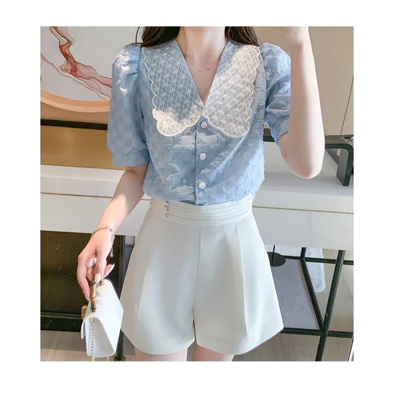 Chiffon Bubble Sleeve Blouse