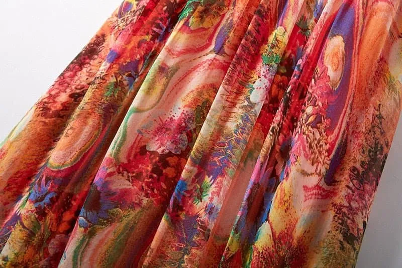 Elegant Silk Bohemian Maxi Dress - Flattering A-Line Silhouette - Breathable & Luxurious Comfort | Perfect for Summer Parties | Fairydora