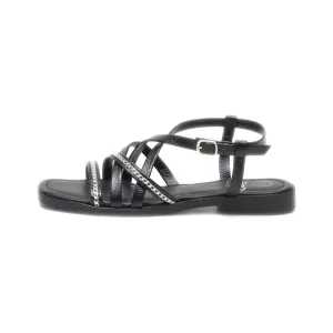 Gemo Flat Sandals Leather Black Colour For Women