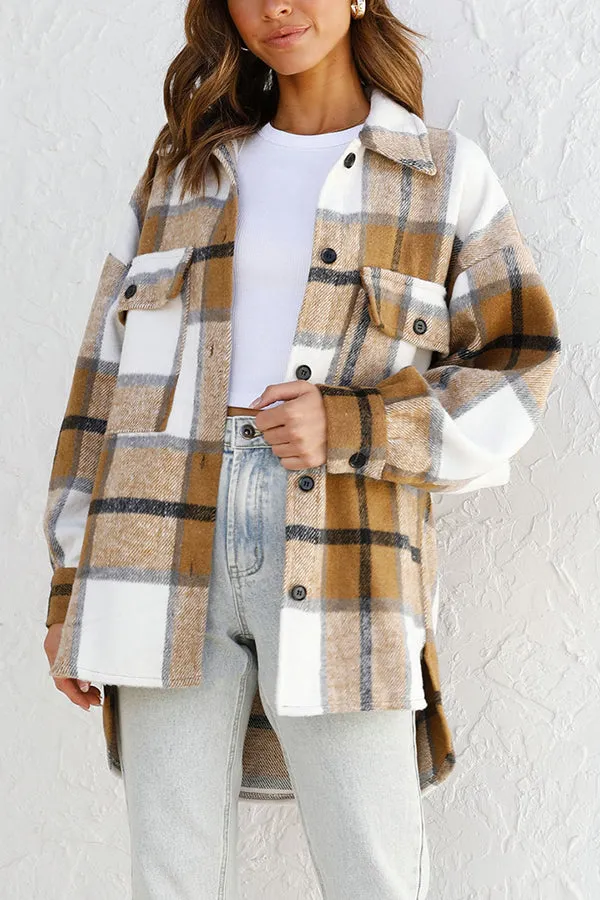 Good Outfit Day Plaid Print Button Shacket