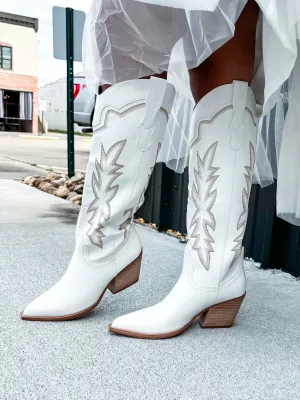 Indigo White Boots