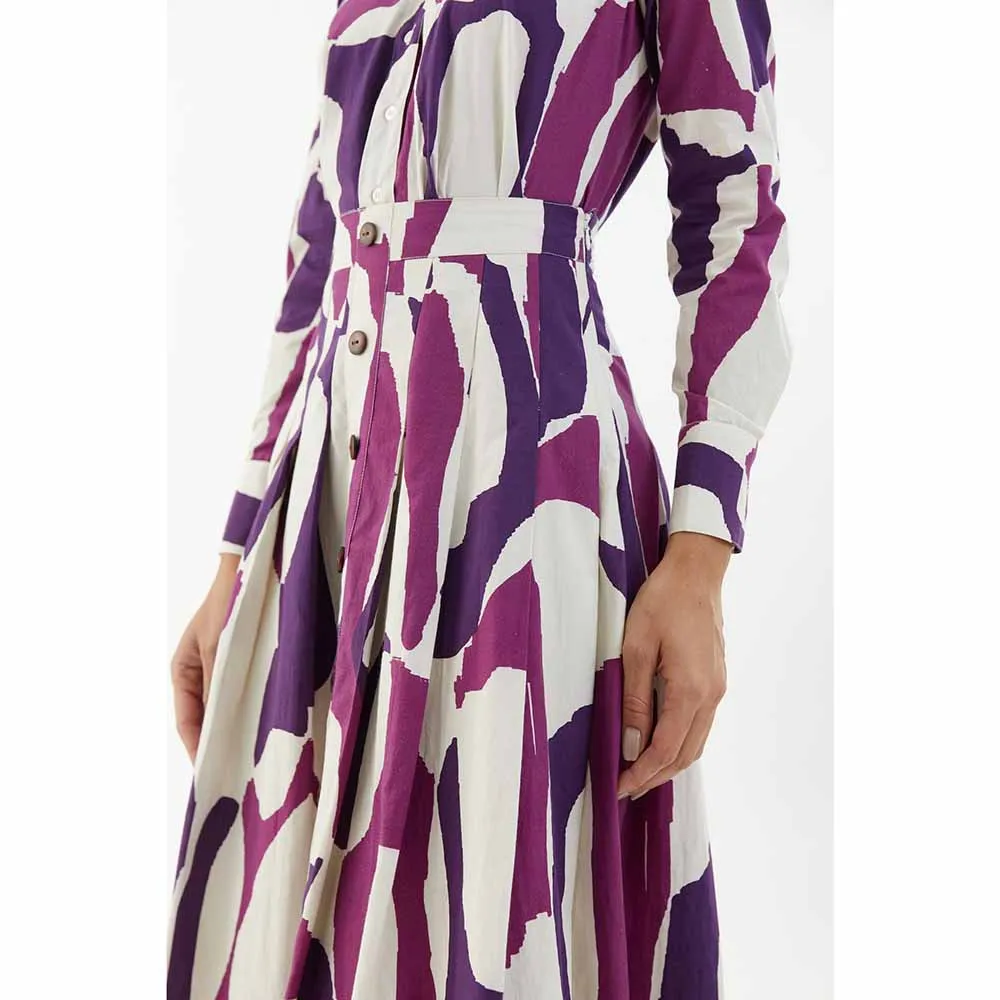 KoAi Purple, Pink and White Abstract Skirt