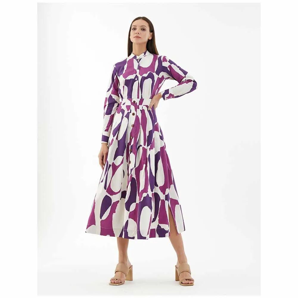 KoAi Purple, Pink and White Abstract Skirt