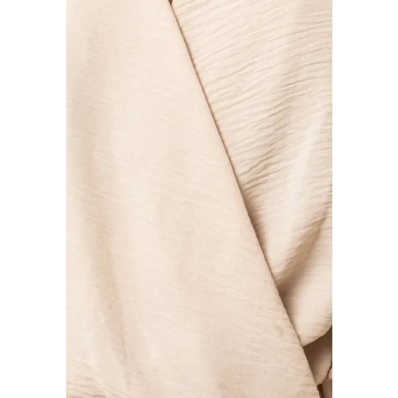 Long Sleeve Surplice Shoulder Shirring Top