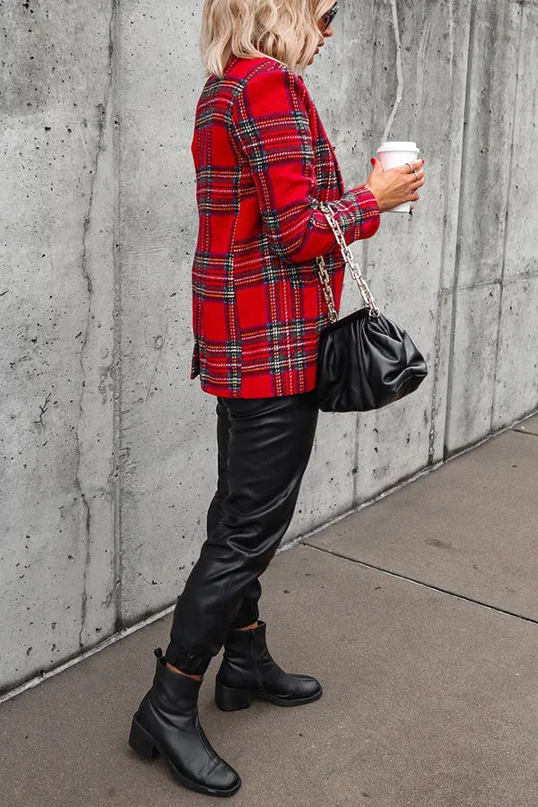 Merry Everything Pocketed Plaid Blazer