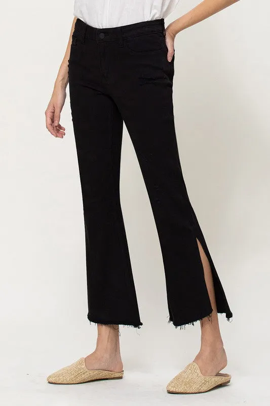 " Give Me All The Slit  " Crop Flare Jeans By Flying Monkey