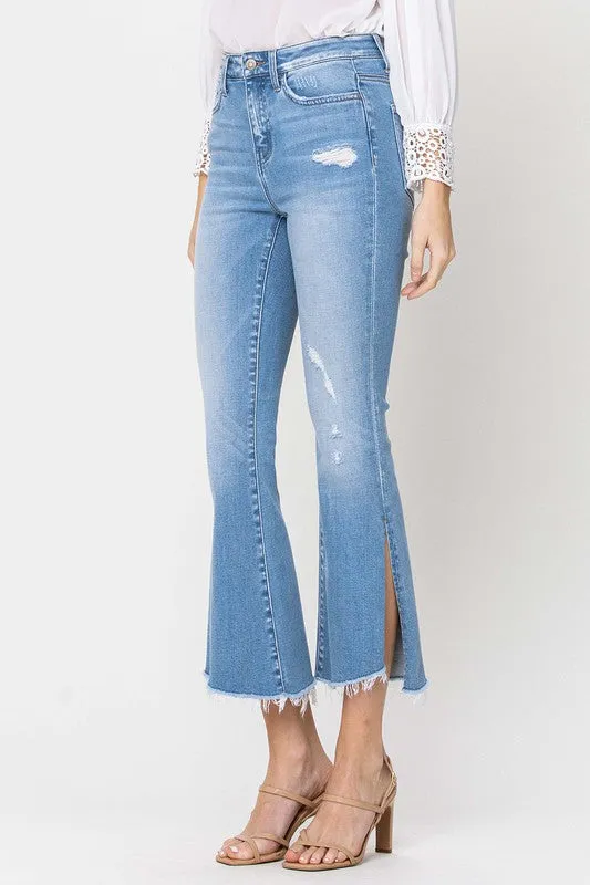 " Give Me All The Slit  " Crop Flare Jeans By Flying Monkey