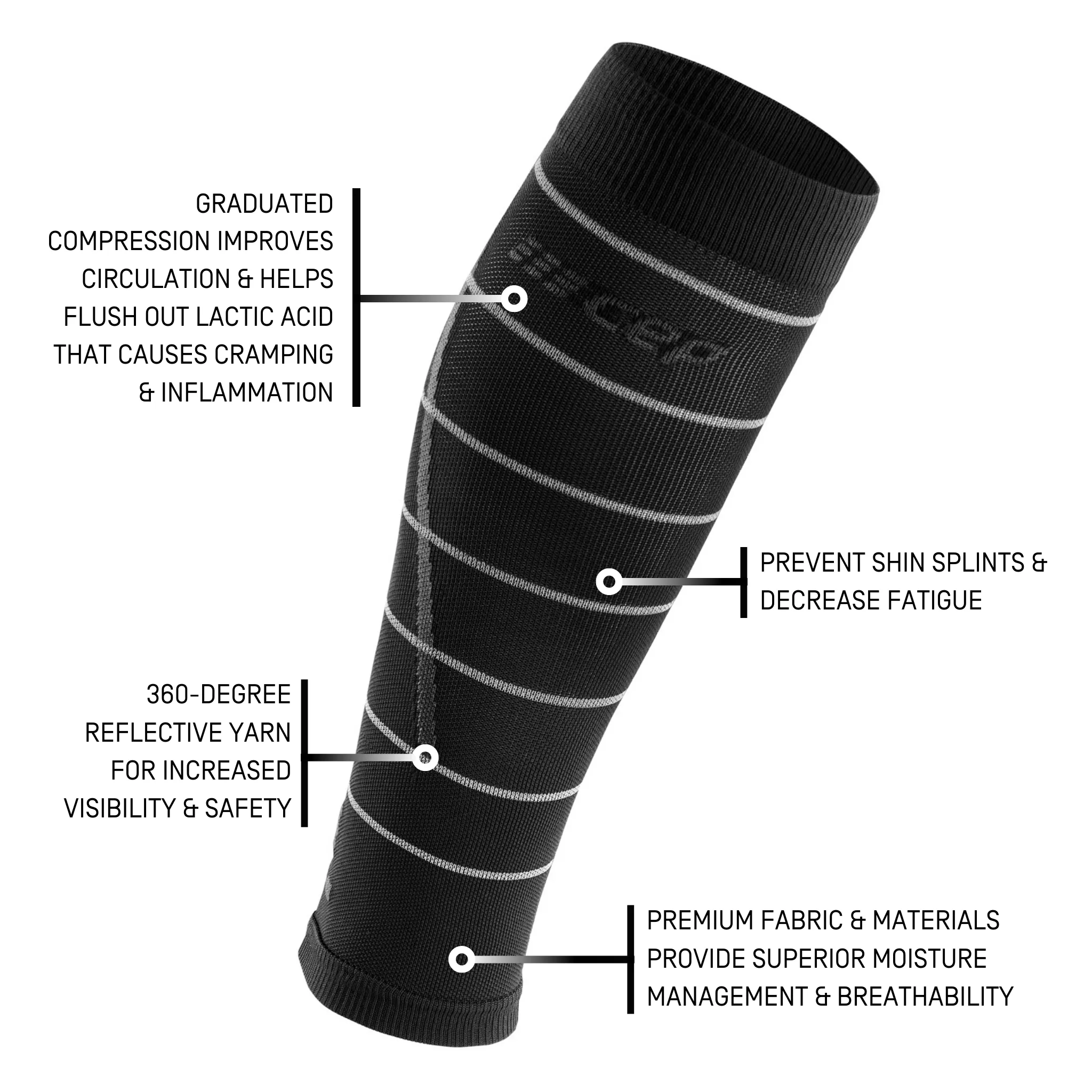 Reflective Compression Calf Sleeves, Women