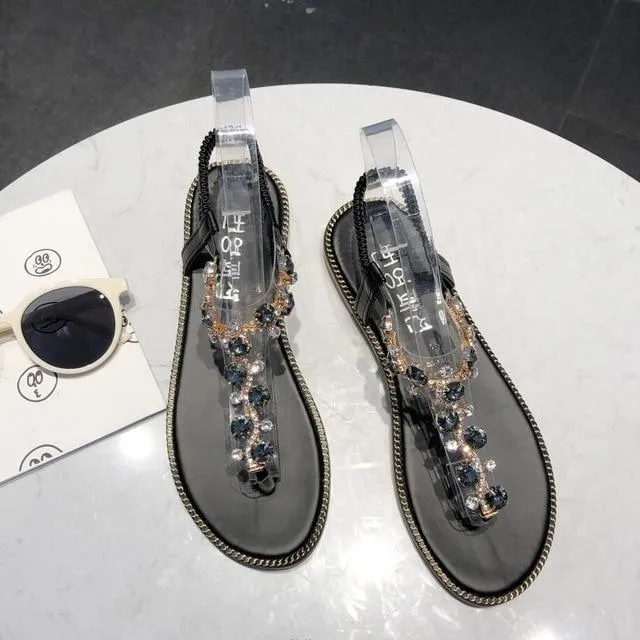 Rhinestone Sandals Women Sandals Fashion Shoes Women Rome Gladiator Casual flats Sandals