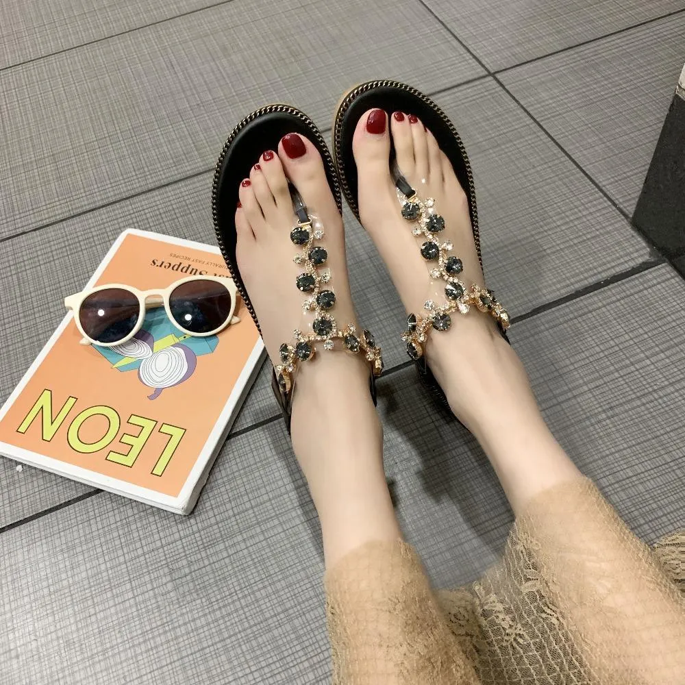 Rhinestone Sandals Women Sandals Fashion Shoes Women Rome Gladiator Casual flats Sandals