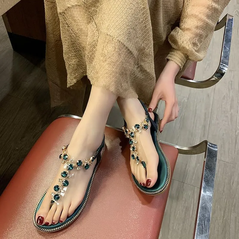 Rhinestone Sandals Women Sandals Fashion Shoes Women Rome Gladiator Casual flats Sandals