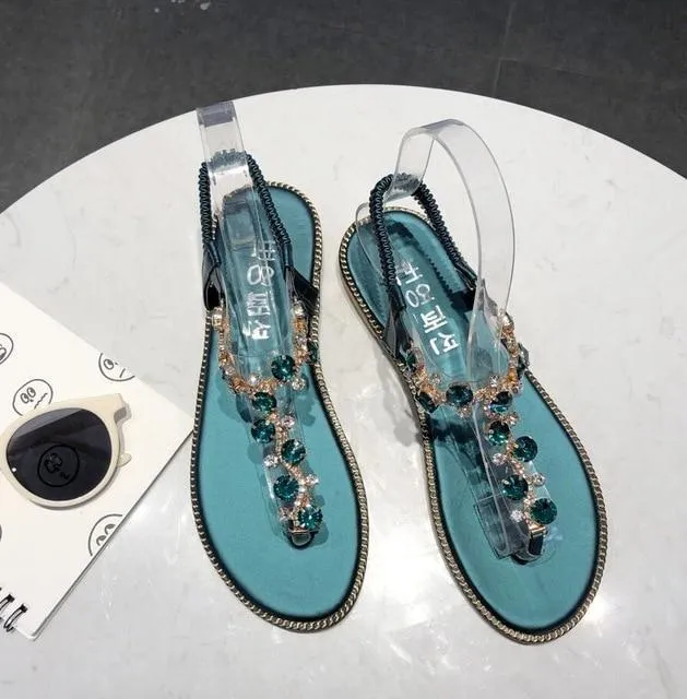 Rhinestone Sandals Women Sandals Fashion Shoes Women Rome Gladiator Casual flats Sandals