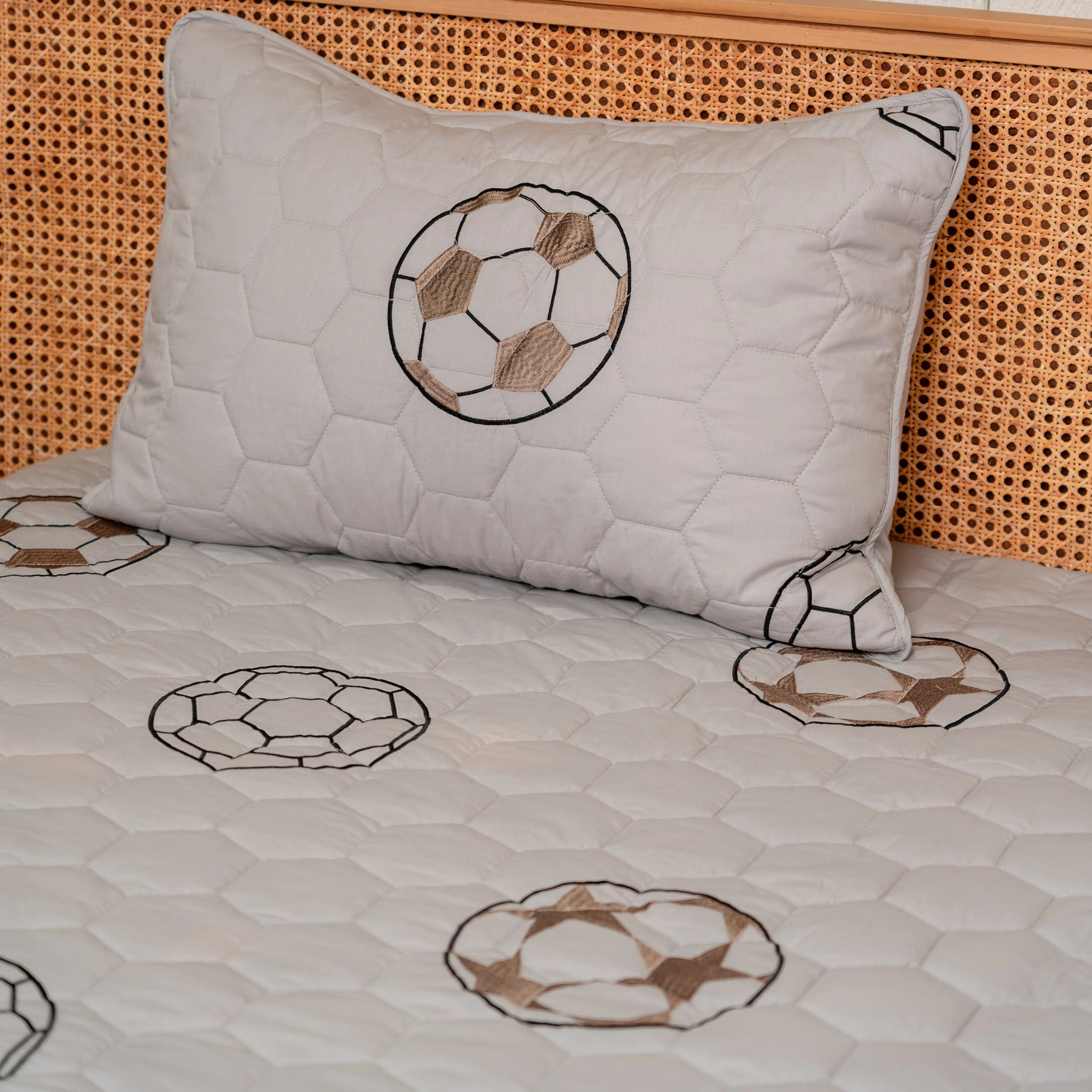 The Game Plan Grey Bedspread Set- Single /Double/King