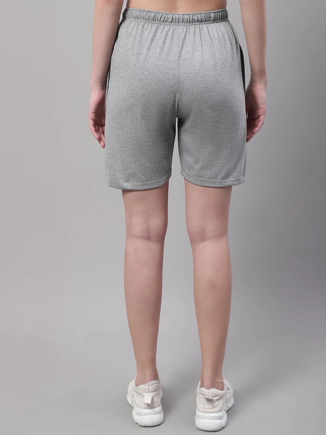 Vimal Jonney Grey Melange Regular fit Cotton Shorts for Women