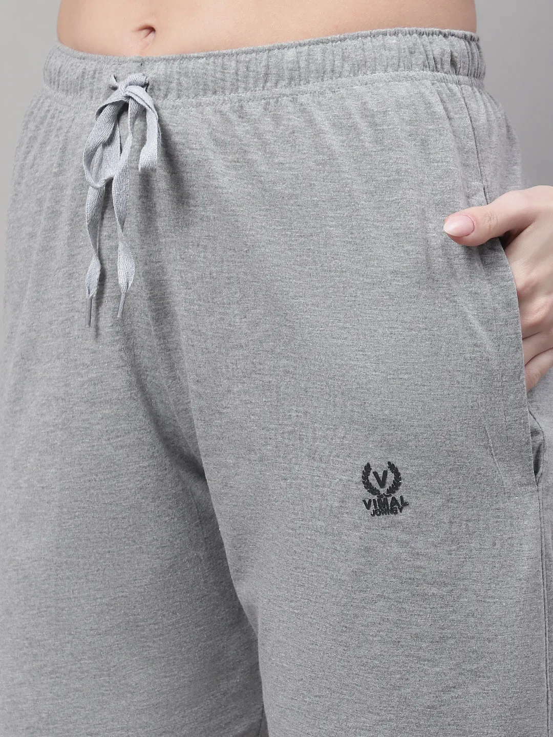 Vimal Jonney Grey Melange Regular fit Cotton Shorts for Women