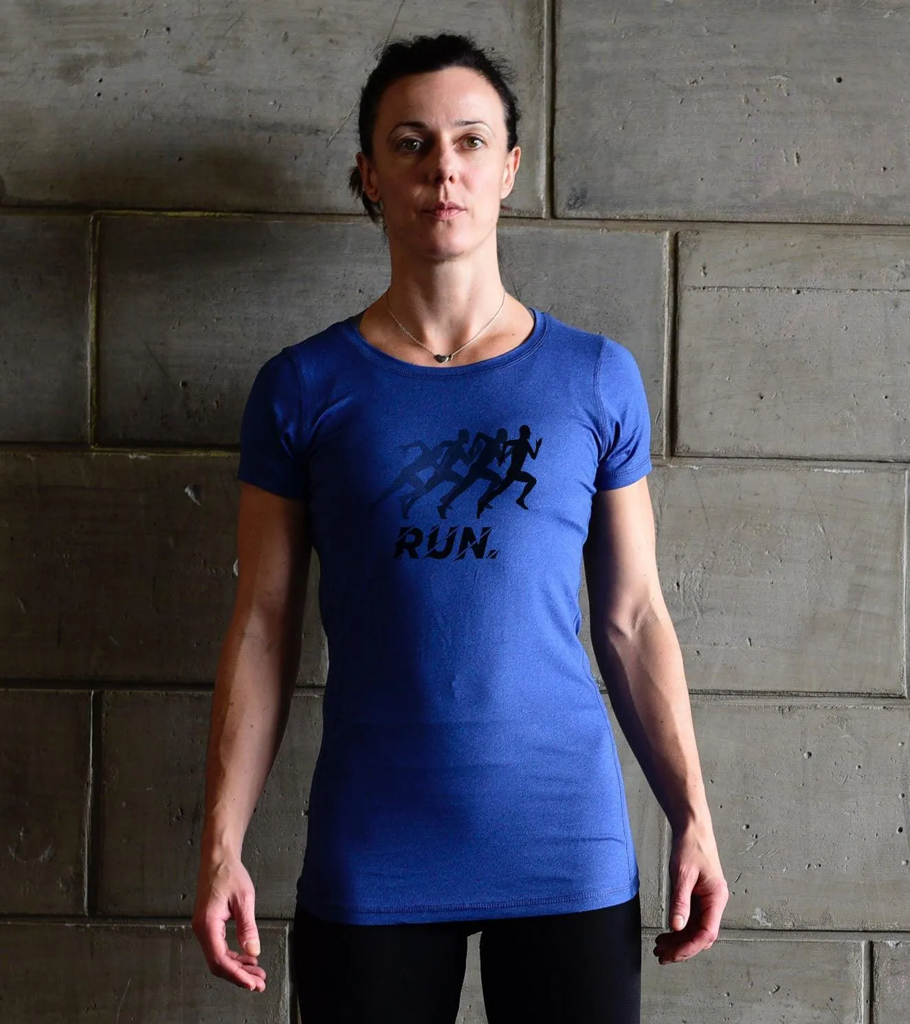 Women's Running Blue Graphic  T-shirt