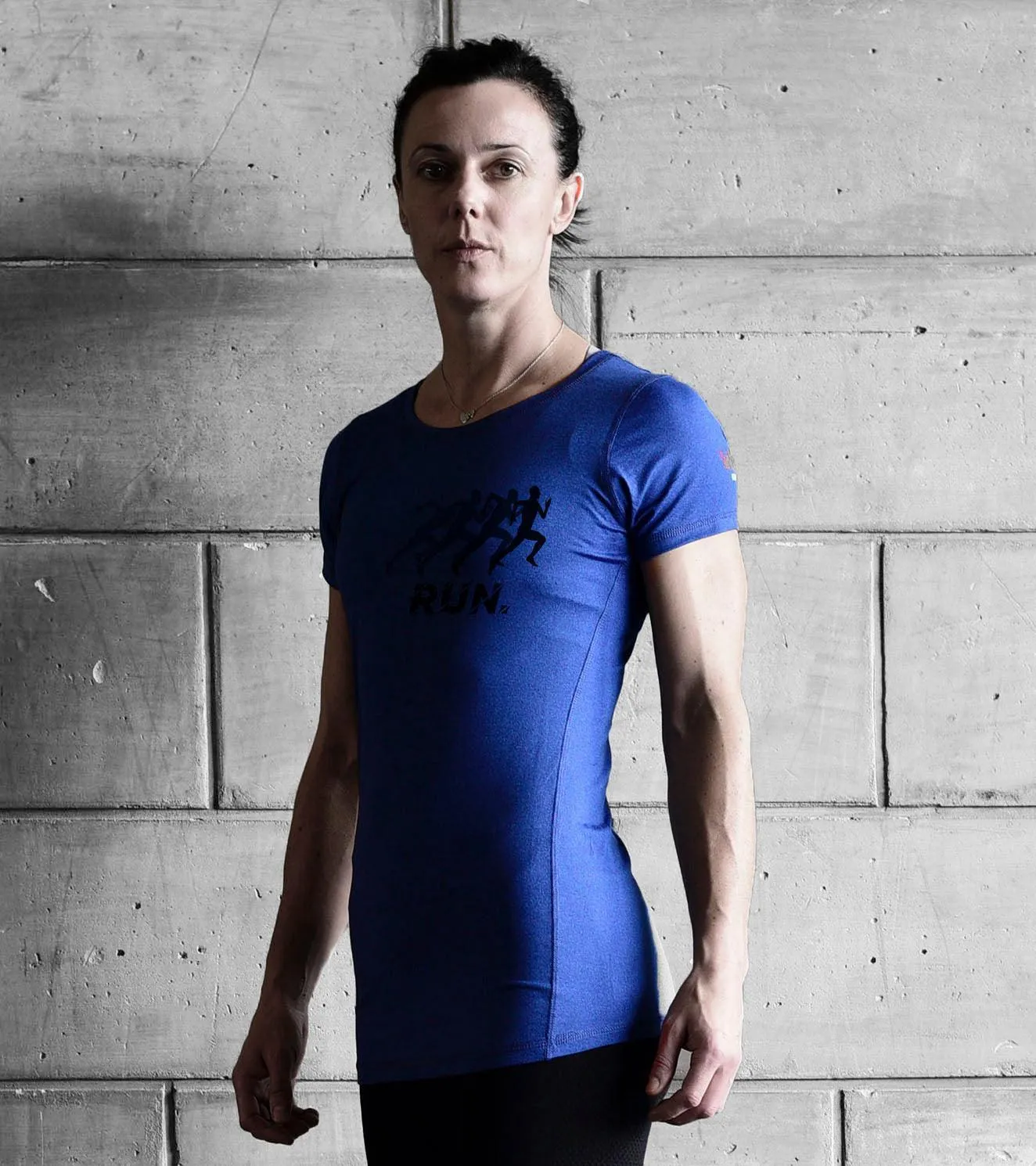 Women's Running Blue Graphic  T-shirt