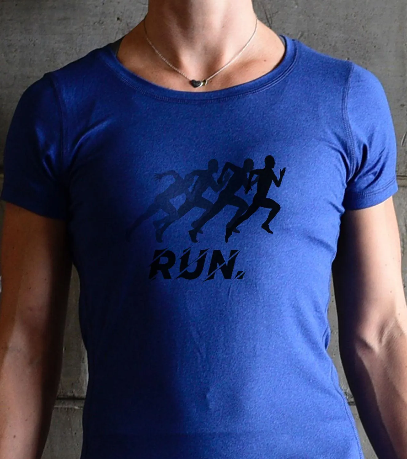 Women's Running Blue Graphic  T-shirt